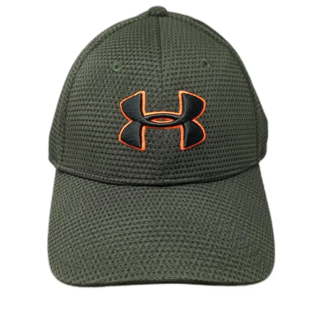 Under Armour Baseball Cap Green XL Textured Polyester Fitted Stretch Hat Logo